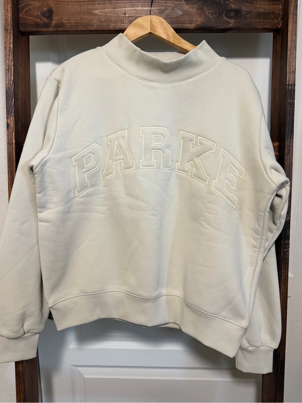 PARKE Tonal Varsity Fleece Mockneck Oat - S/M